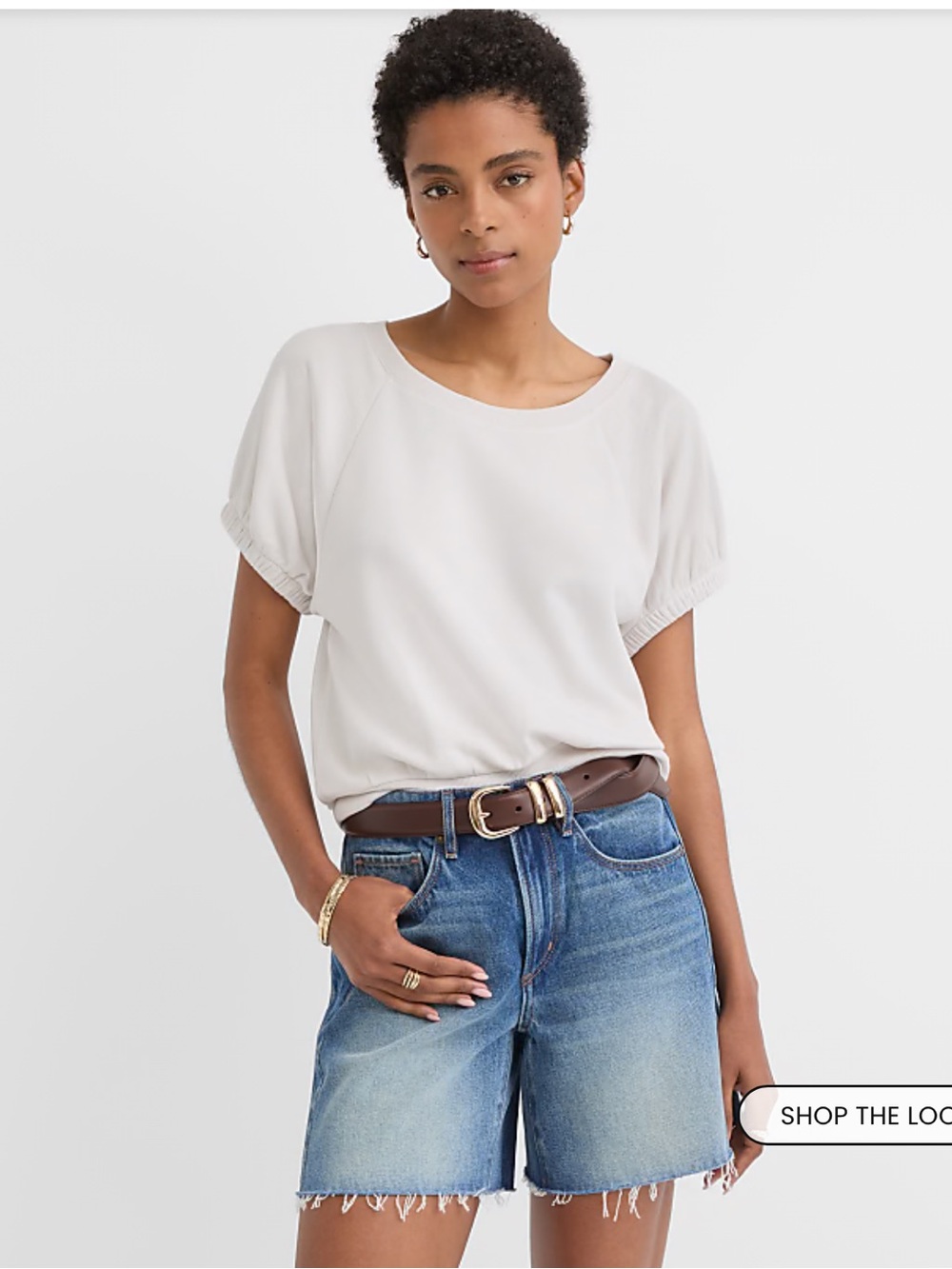 Banded Hem Sweatshirt Top L